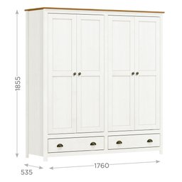 Guarda-Roupa 4 Portas 2 Gavetas Topázio 100% Madeira Maciça - 4