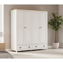 Guarda-Roupa 4 Portas 2 Gavetas Topázio 100% Madeira Maciça - 2