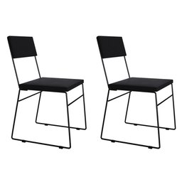 Kit 2 Cadeiras de Jantar Estofada Málaga Veludo Preto - 4