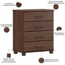 Ver imagem 4 de Cômoda para Quarto Closet 4 Gavetas Madeira Maciça Zahav F06 Café - Lyam Decor