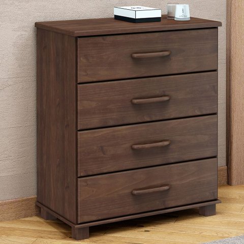Cômoda para Quarto Closet 4 Gavetas Madeira Maciça Zahav F06 Café - Lyam Decor