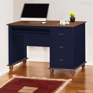 Escrivaninha 3 Gavetas Suporte Teclado e Divisor de Ambiente 50605 Linz Moveis