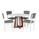 Ver imagem 1 de Mesa de Jantar Redonda Montreal Bran/nor com 4 Cadeiras Estofadas Ella Branco/cinza