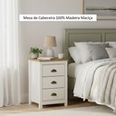 Ver imagem 5 de Mesa de Cabeceira 3 Gavetas Topázio 100% Madeira Maciça para Quarto Branco