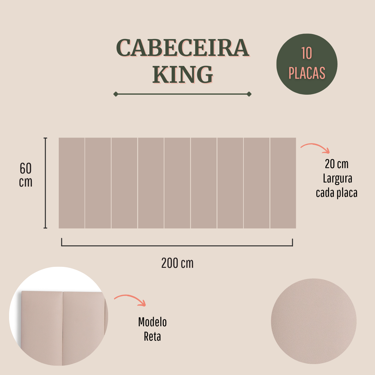 Cabeceira King Modulada Reta Cama Box Corino Marfim - 2