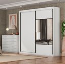 Ver imagem 1 de Guarda Roupa Casal com Espelho 100% MDF 2 Portas 6 Gavetas 208cm Versatto Neve - Novo Horizonte