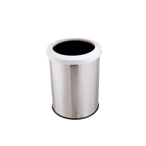 Lixeira Redonda Inox 30 Litros Com Aro Plástico Reciclável - Branco