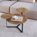 Ver imagem 1 de Mesa de Centro Orgânica Três Tampos Chanfrada 83cm Pé Metal Móvel na Caixa