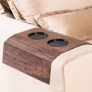 Bandeja Esteira para Braço de Sofá Mdf com Porta Copos
