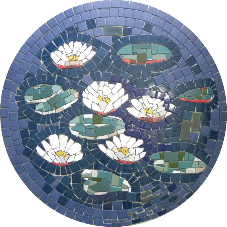 Mandala Mosaico Floral Nenúfares de Monet Ii em Cerâmica 80cm