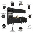 Ver imagem 2 de Armário de Cozinha com Tampo CP07 280cm Pérola Preto Z34 - Mpozenato