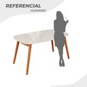 Ver imagem 4 de Mesa 135cm x 80cm MDF com Vidro Laqueado Ceci Yescasa Branco/Marrom/Off White