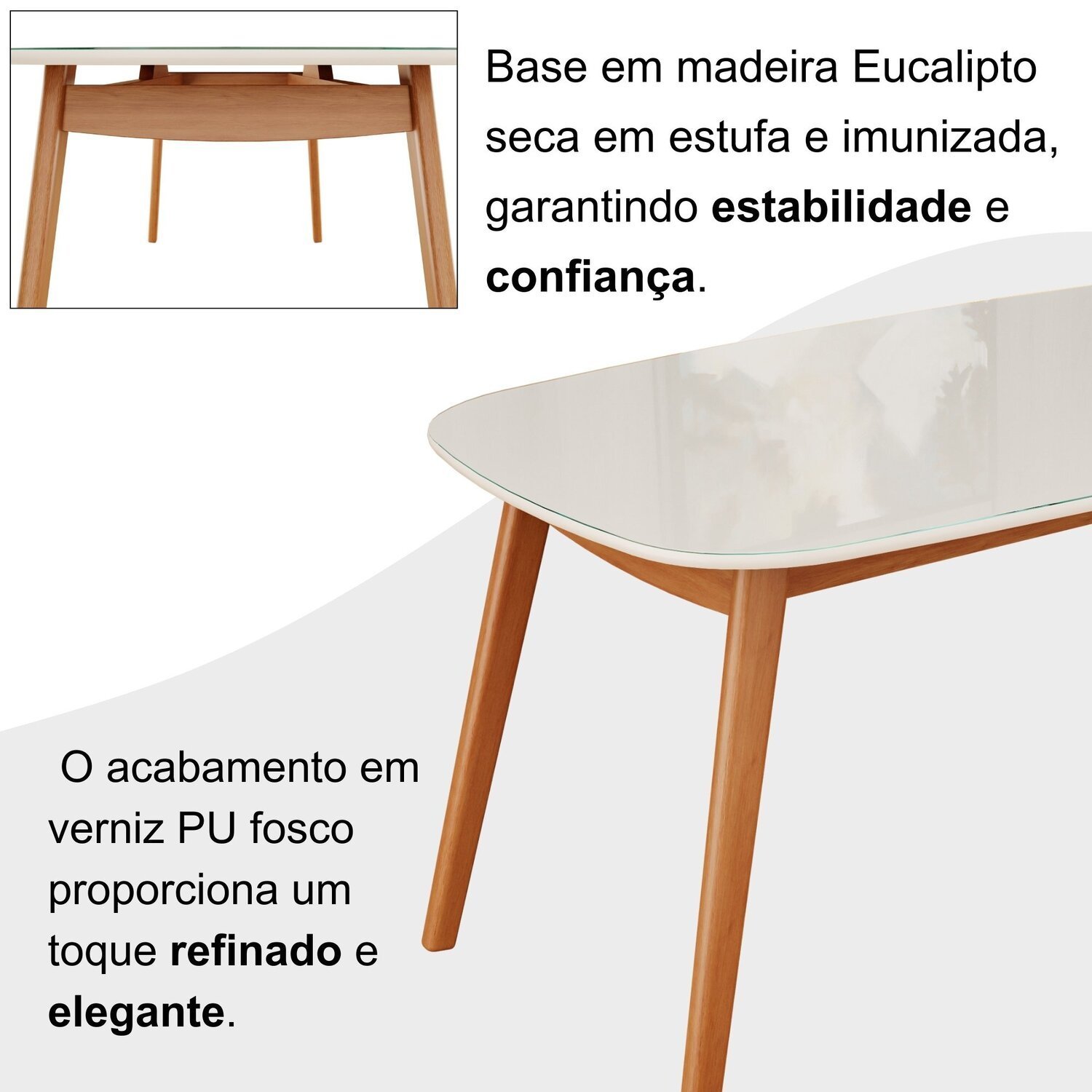 Mesa 135cm X 80cm Mdf com Vidro Laqueado Ceci Yescasa - 6