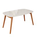 Ver imagem 1 de Mesa 135cm x 80cm MDF com Vidro Laqueado Ceci Yescasa Branco/Marrom/Off White