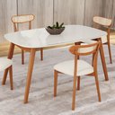 Ver imagem 2 de Mesa 135cm x 80cm MDF com Vidro Laqueado Ceci Yescasa Branco/Marrom/Off White