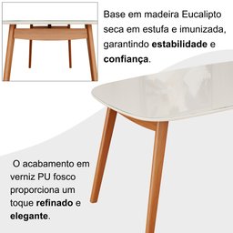 Mesa 135cm X 80cm Mdf com Vidro Laqueado Ceci Yescasa - 6