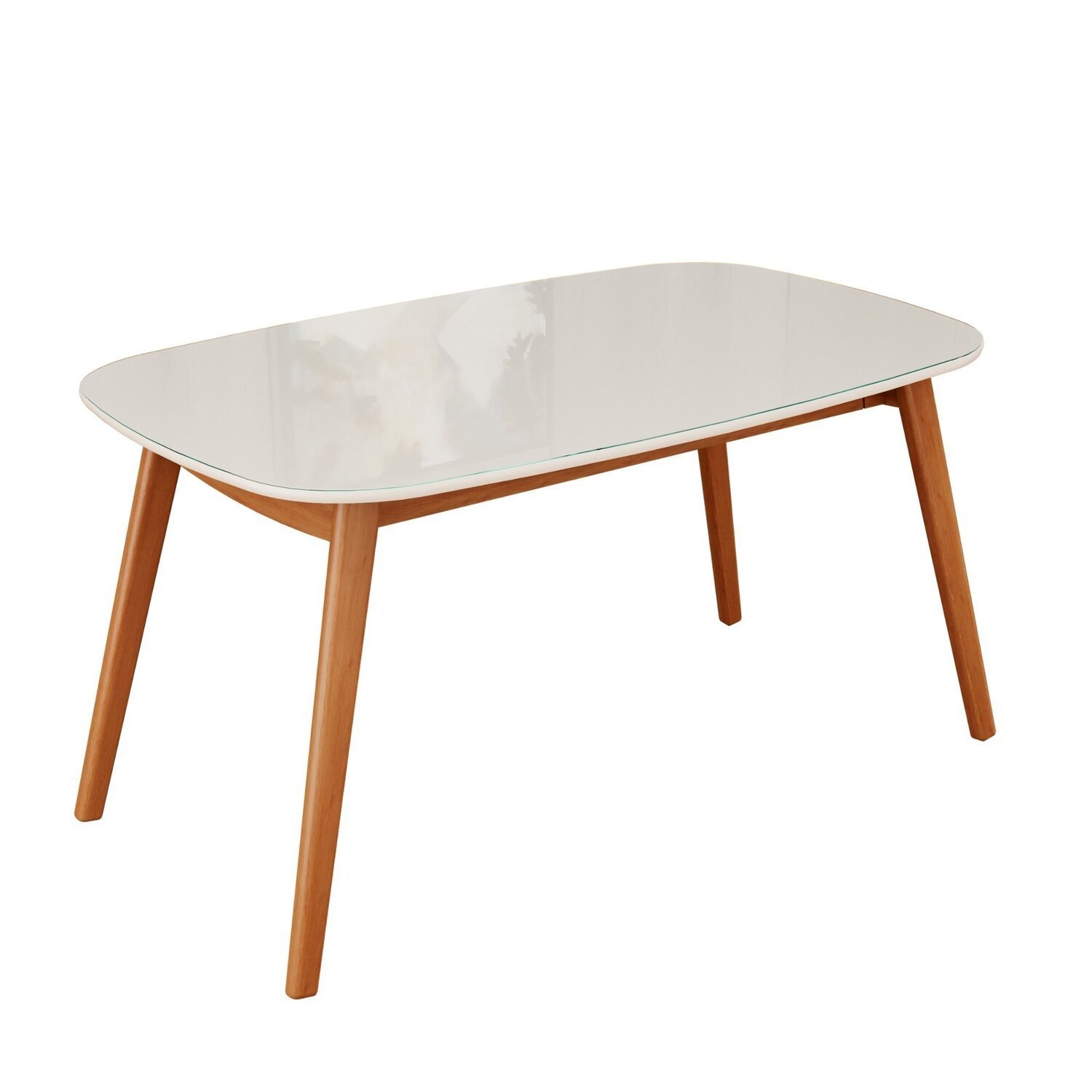 Mesa 135cm X 80cm Mdf com Vidro Laqueado Ceci Yescasa - 2