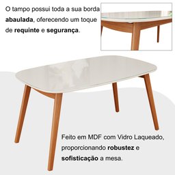 Mesa 135cm X 80cm Mdf com Vidro Laqueado Ceci Yescasa - 5