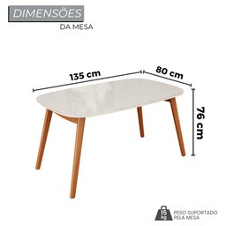 Mesa 135cm X 80cm Mdf com Vidro Laqueado Ceci Yescasa - 3