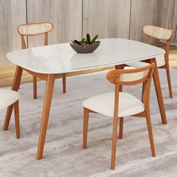 Mesa 135cm X 80cm Mdf com Vidro Laqueado Ceci Yescasa - 2