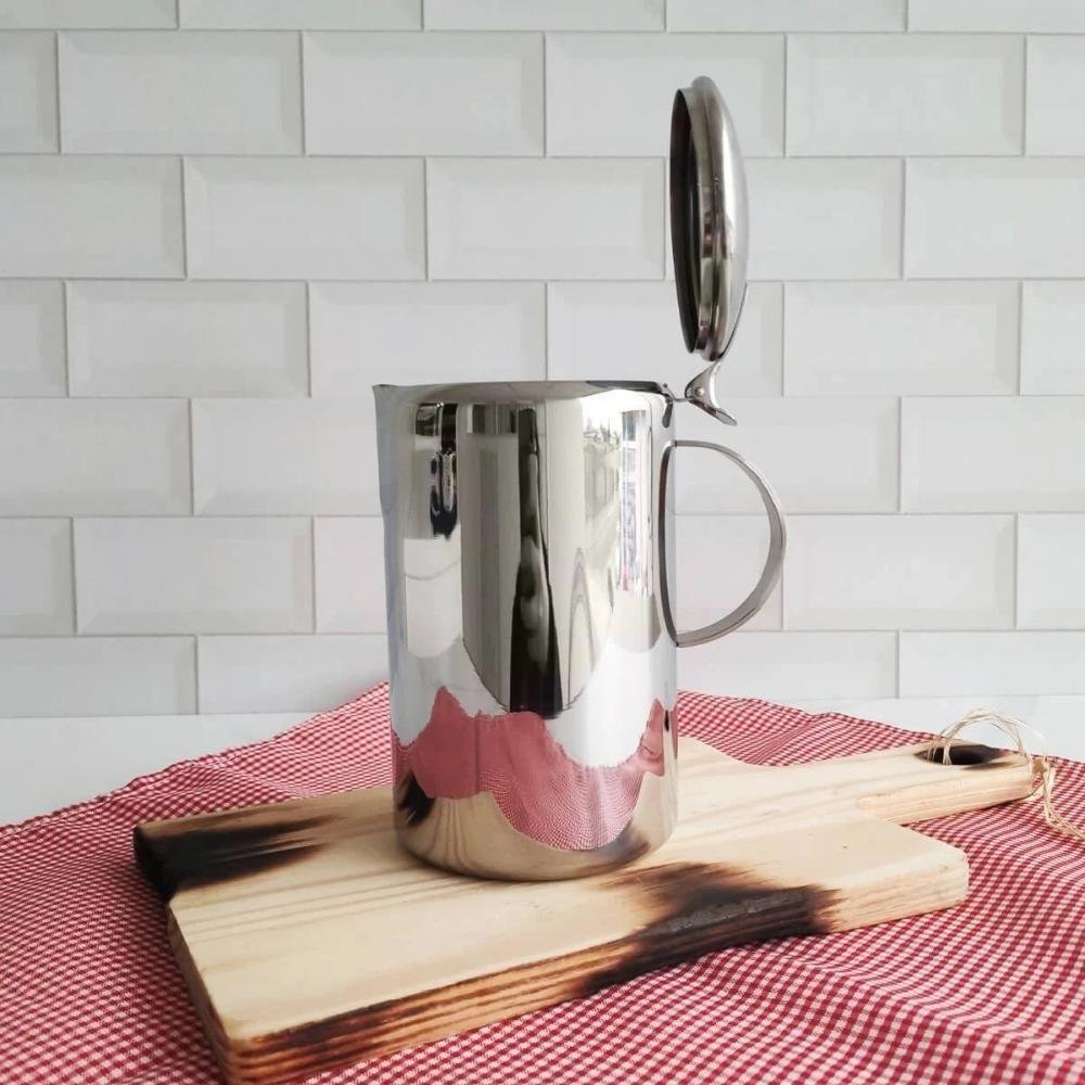 Bule Aço Inox com Alça Tampa Grande 1,2 Litros Leite Café Fervedor Leiteira Chá Água Jarra - 2