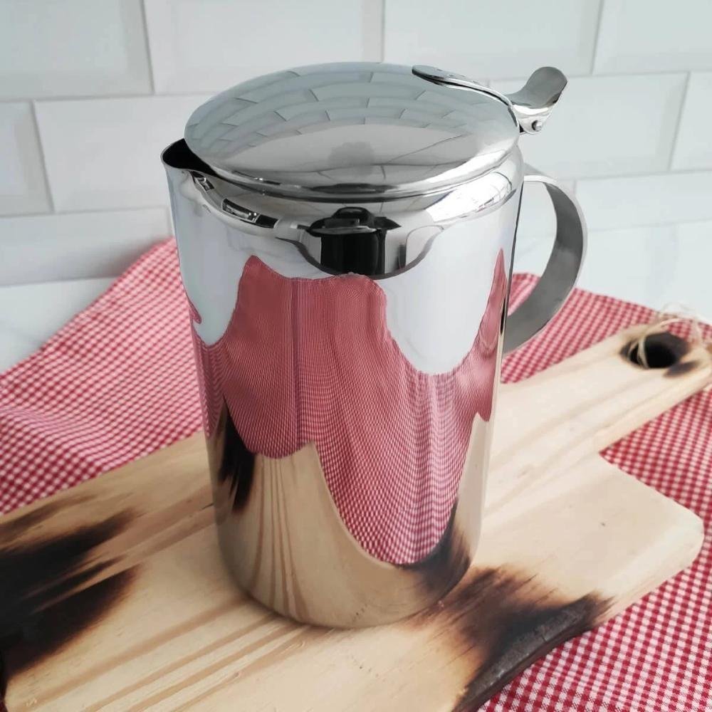 Bule Aço Inox com Alça Tampa Grande 1,2 Litros Leite Café Fervedor Leiteira Chá Água Jarra - 3