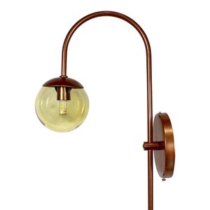 Arandela Arqueada Cobre Globo Vidro Âmbar + Lâmpada Led G9 5w 6000k Bivolt