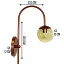 Ver imagem 2 de Arandela Arqueada Cobre Globo Vidro Âmbar + Lâmpada Led G9 5w 6000k Bivolt