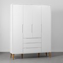 Ver mais imagens de Kit Quarto Infantil com Pés Retrô Mel - Cômoda Elfe 4 Gavetas + Guarda-Roupa Elfe + Berço Mini Cama
