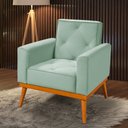 Ver imagem 1 de Poltrona Florença Base em Madeira Maciça Veludo Acqua