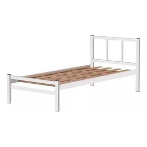 Cama Tubolar Solteiro em Aço Reforçada Alojamento, Pousadas.:solteiro Lais/branco