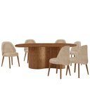 Ver imagem 2 de Mesa de Jantar 180cm x 80cm Madeira Tampo Laminado Orgânico com 6 Cadeiras Ester Marrom/Milano/Imbui