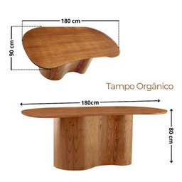 Mesa de Jantar 180cm X 80cm Madeira Tampo Laminado Orgânico com 6 Cadeiras Ester - 3