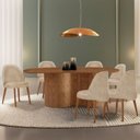 Ver imagem 1 de Mesa de Jantar 180cm X 80cm Madeira Tampo Laminado Orgânico com 6 Cadeiras Ester