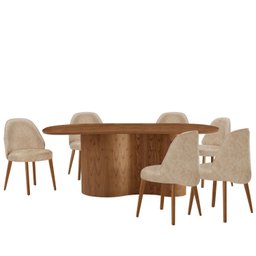 Mesa de Jantar 180cm X 80cm Madeira Tampo Laminado Orgânico com 6 Cadeiras Ester - 2