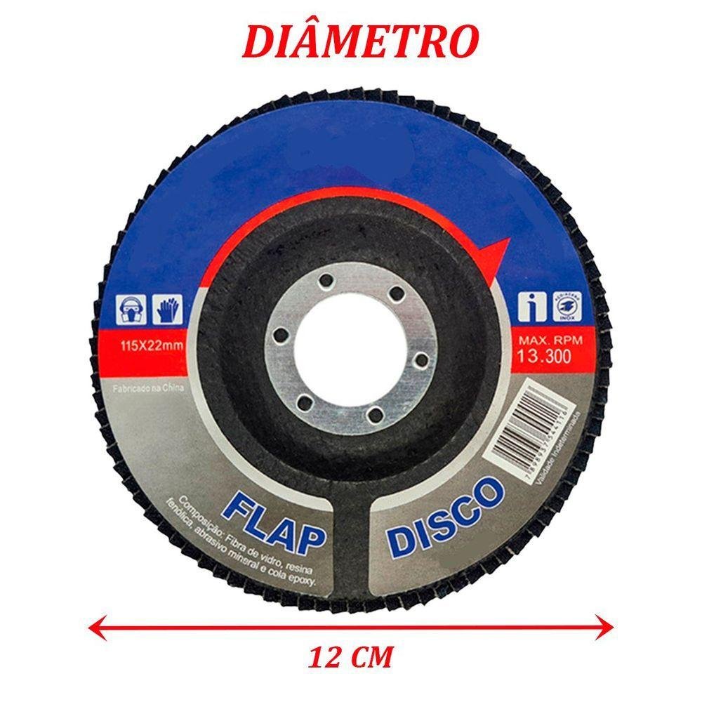 Kit 4 Disco Flap Lixa Profissional de Desbaste Aço Madeira - 2