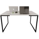 Ver imagem 1 de Mesa de Escritório Base Metal Preto Tampo Branco 90 Cm