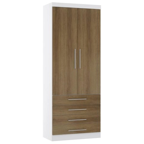 Guarda Roupa Modulado 90cm 2 Portas 4 Gavetas Taiga Branco/avelã L01 - Mpozenato