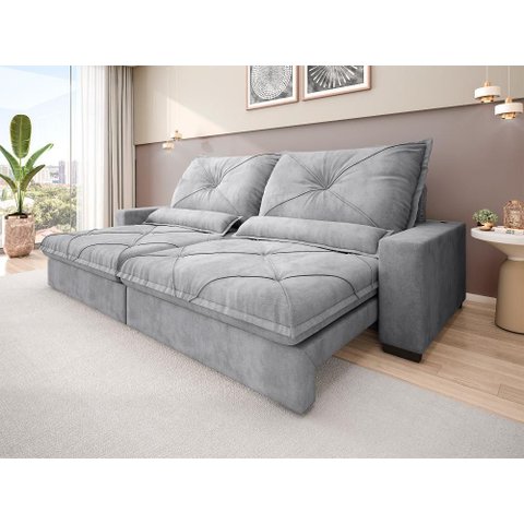 Sofá Retrátil e Reclinável 2,80m Vogue Linho Soft - Netsofas - Prata