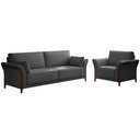 Ver imagem 1 de Conjunto Decorativo Poltrona e Sofá 222cm Market Linho Chumbo - Gran Belo