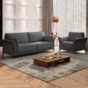 Ver imagem 2 de Conjunto Decorativo Poltrona e Sofá 222cm Market Linho Chumbo - Gran Belo
