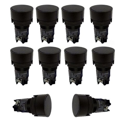 Kit 10 Botao Monobloco 1na 1nf Lk Ea125 Preto Lukma