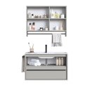 Ver imagem 4 de Conjunto Banheiro Gabinete com Pia e Espelheira Toalheiro 80cm Suspenso Multimóveis Crpro-CON038