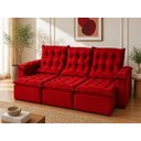 Ver imagem 2 de Sofá Retrátil e Reclinável Ipanema 2,10m em Tecido Veludo C/ 03 Módulos - Montagem Inclusa:vermelho