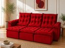 Ver imagem 2 de Sofá Retrátil e Reclinável Ipanema 2,10m em Tecido Veludo C/ 03 Módulos - Montagem Inclusa:vermelho