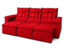 Ver imagem 1 de Sofá Retrátil e Reclinável Ipanema 2,10m em Tecido Veludo C/ 03 Módulos - Montagem Inclusa:vermelho