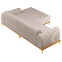 Ver imagem 5 de Sofá 2,45M 4 Lugares com Chaise Direito Pés Gold Molino C-107 Linho Bege