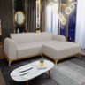 Sofá 2,45M 4 Lugares com Chaise Direito Pés Gold Molino C-107 Linho Bege - 2