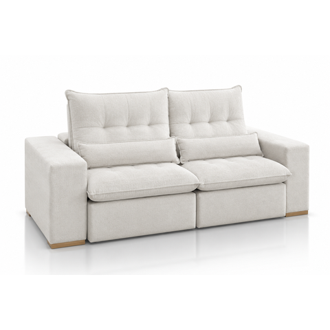 Sofá Retrátil e Reclinável Bellagio com Molas Ensacadas:Boucle Cru/1,90