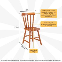 Conjunto com 4 Cadeiras de Jantar Madeira Maciça Multimóveis Cr50087  - 2